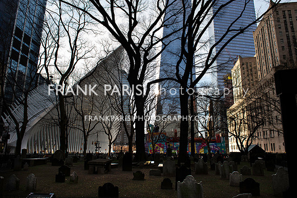 The Oculus and Freedom Tower, as seen from St. Paul's graveyard.